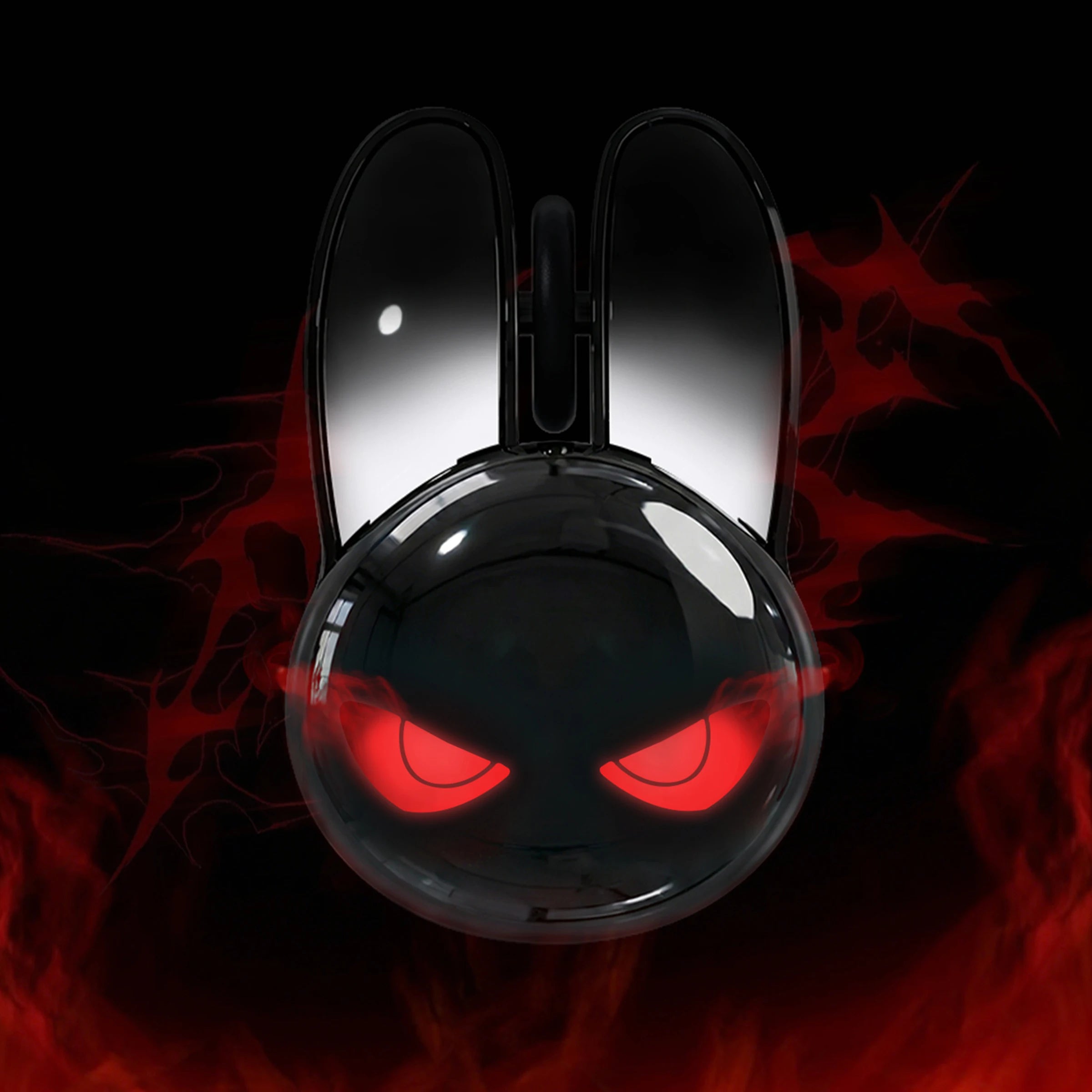 MOFii Rabbit Dual-Mode Wireless Rechargeable Mouse, Gradient Black Bunny Ears, RGB Silent Click Mouse for Office & Gaming