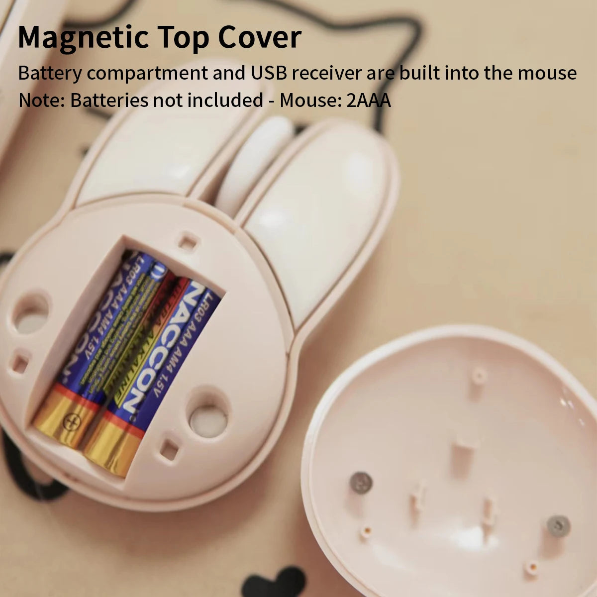 MOFii Milk Tea Color Cute Bunny Wireless Mouse, Rounded Kawaii Design, High Aesthetic, Universal for Office Laptops & Desktops