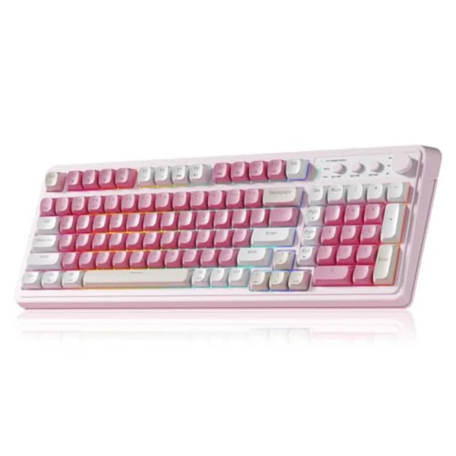 99 Key Keyboard, Wireless Gaming Keyboard Bluetooth Computer Keyboards Creamy Cute with Number Pad RGB Backlit Tri-Mode BT/2.4G